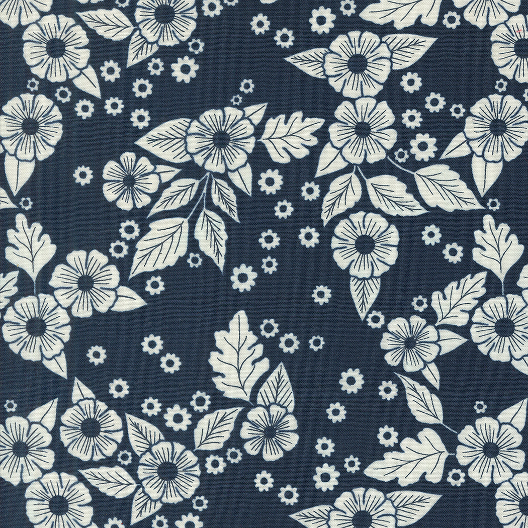 Navy - Floral Scatter from Field of Flowers by Katharine Watson