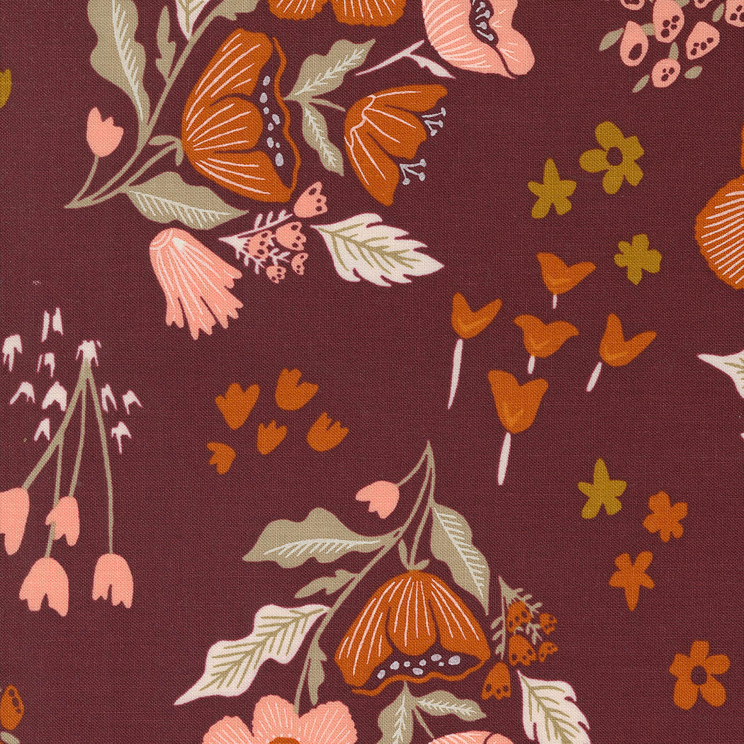 Bouquet- Burgundy from Folk & Lore by Fancy That Design House for Moda