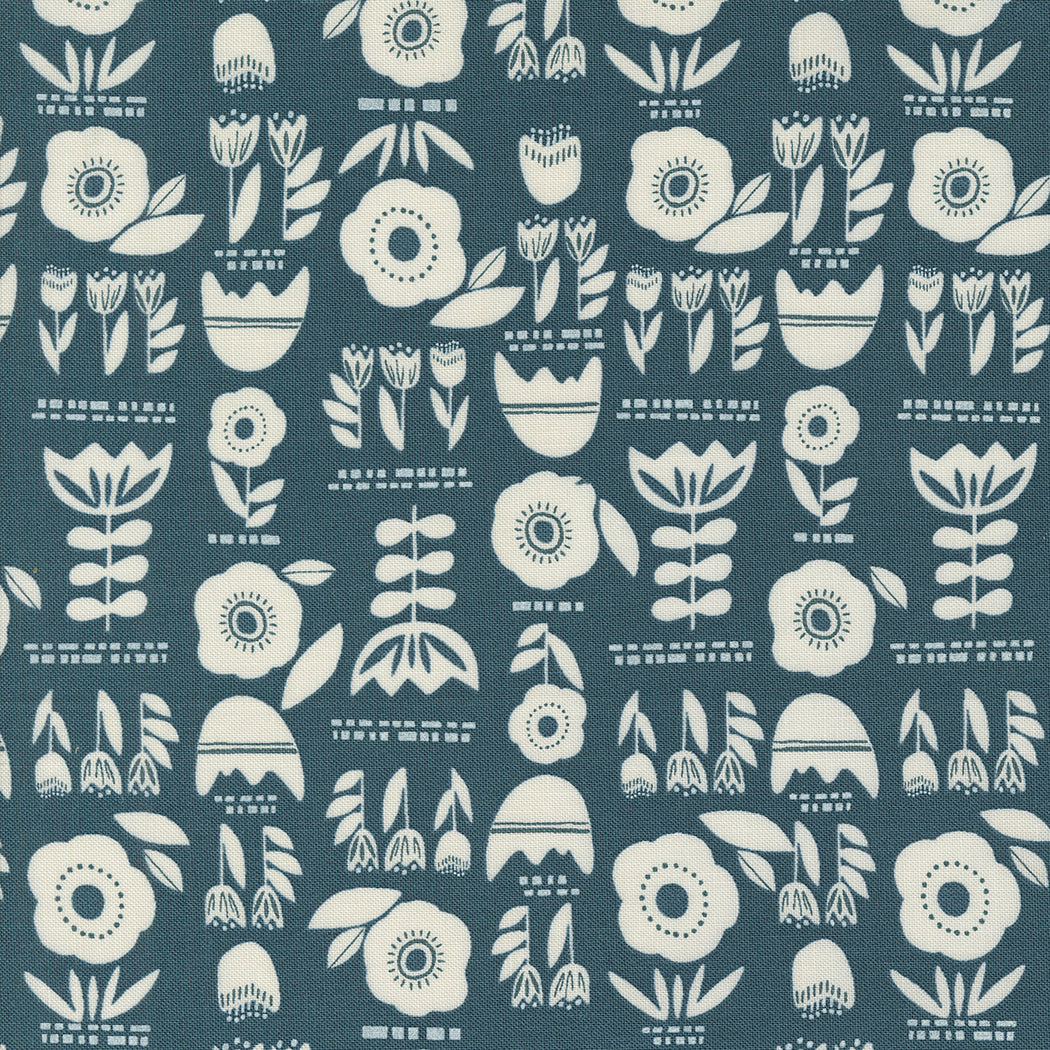 Block Print- Teal from Folk & Lore by Fancy That Design House for Moda