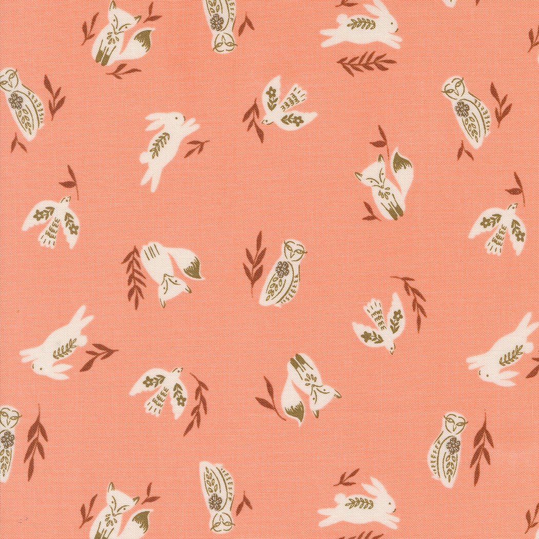 Woodland Creatures- Peach Blossom from Folk & Lore by Fancy That Design House for Moda