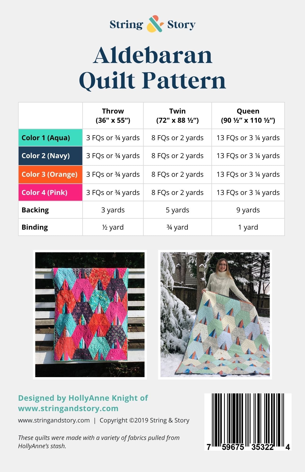 Aldebaran Quilt - DIGITAL PATTERN by HollyAnne Knight for String & Story