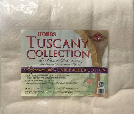 Batting: Tuscany Supreme 100%Unbleached Cotton by Hobbs