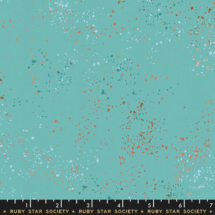 Turquoise- Speckled Metallic Fabric by Rashida Coleman Hale for Ruby Star Society