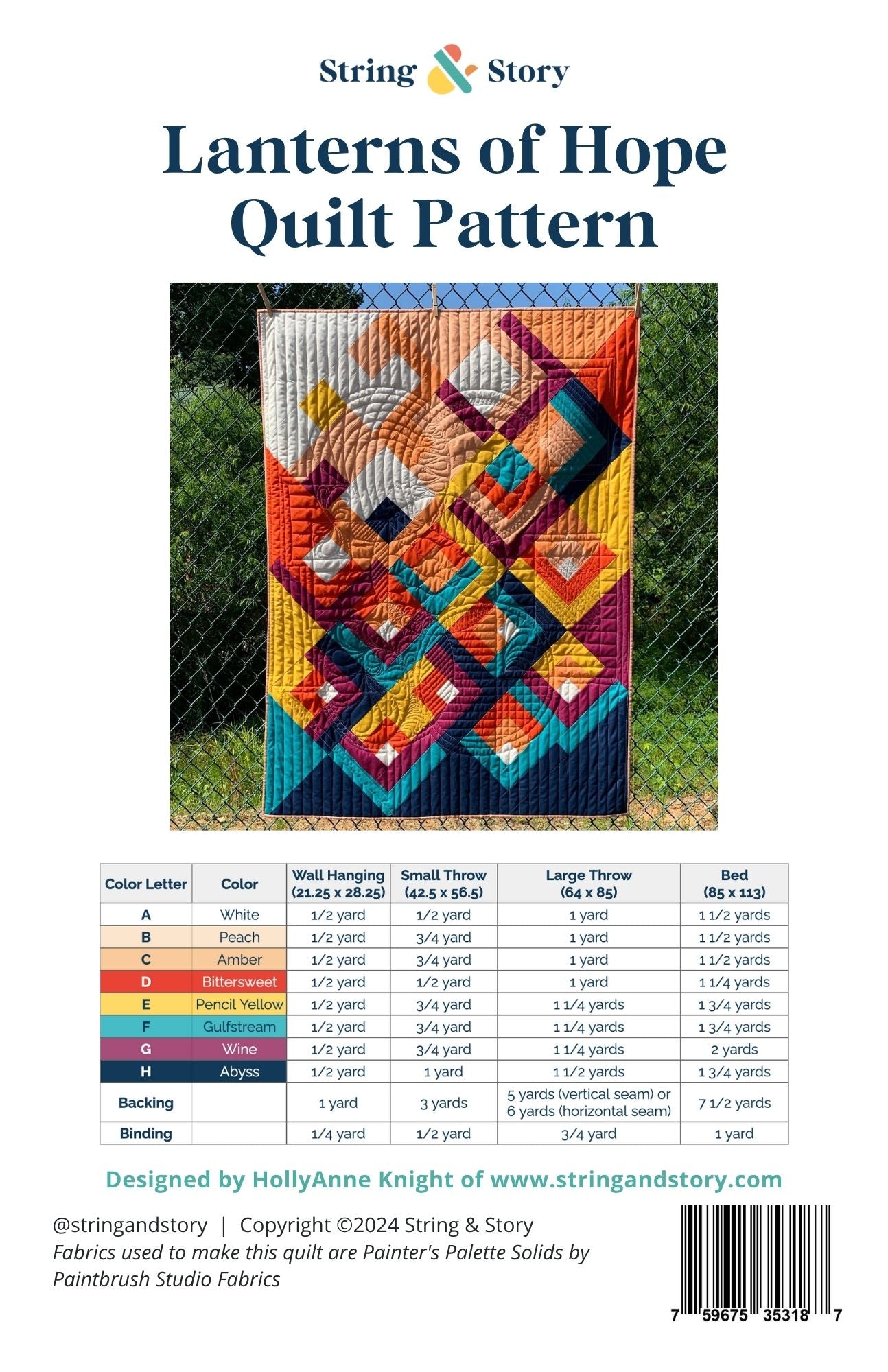Patterns: Lanterns of Hope Quilt - DIGITAL PATTERN by HollyAnne Knight for String & Story
