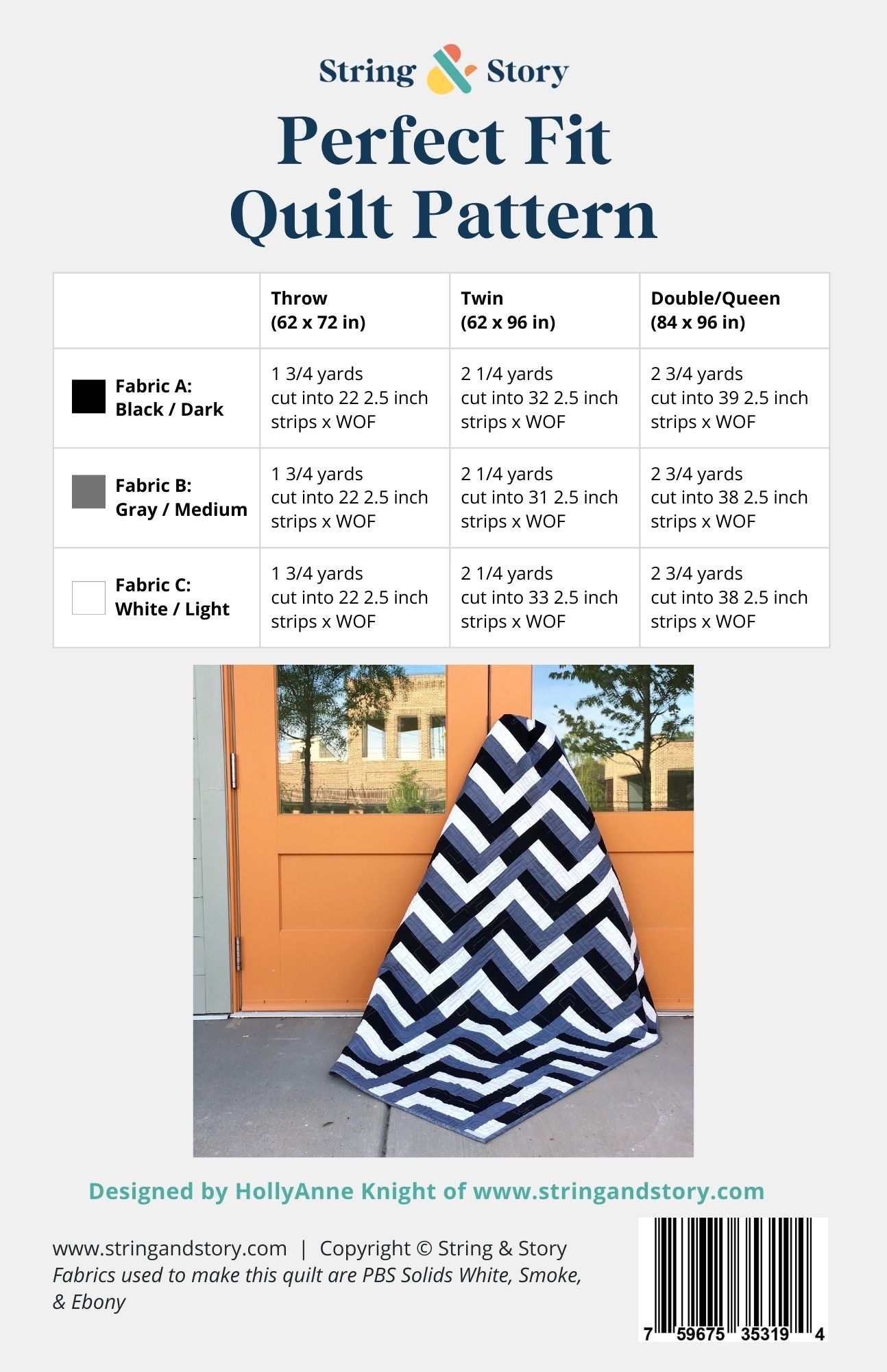 Patterns: Perfect Fit Quilt - DIGITAL PATTERN by HollyAnne Knight for String & Story
