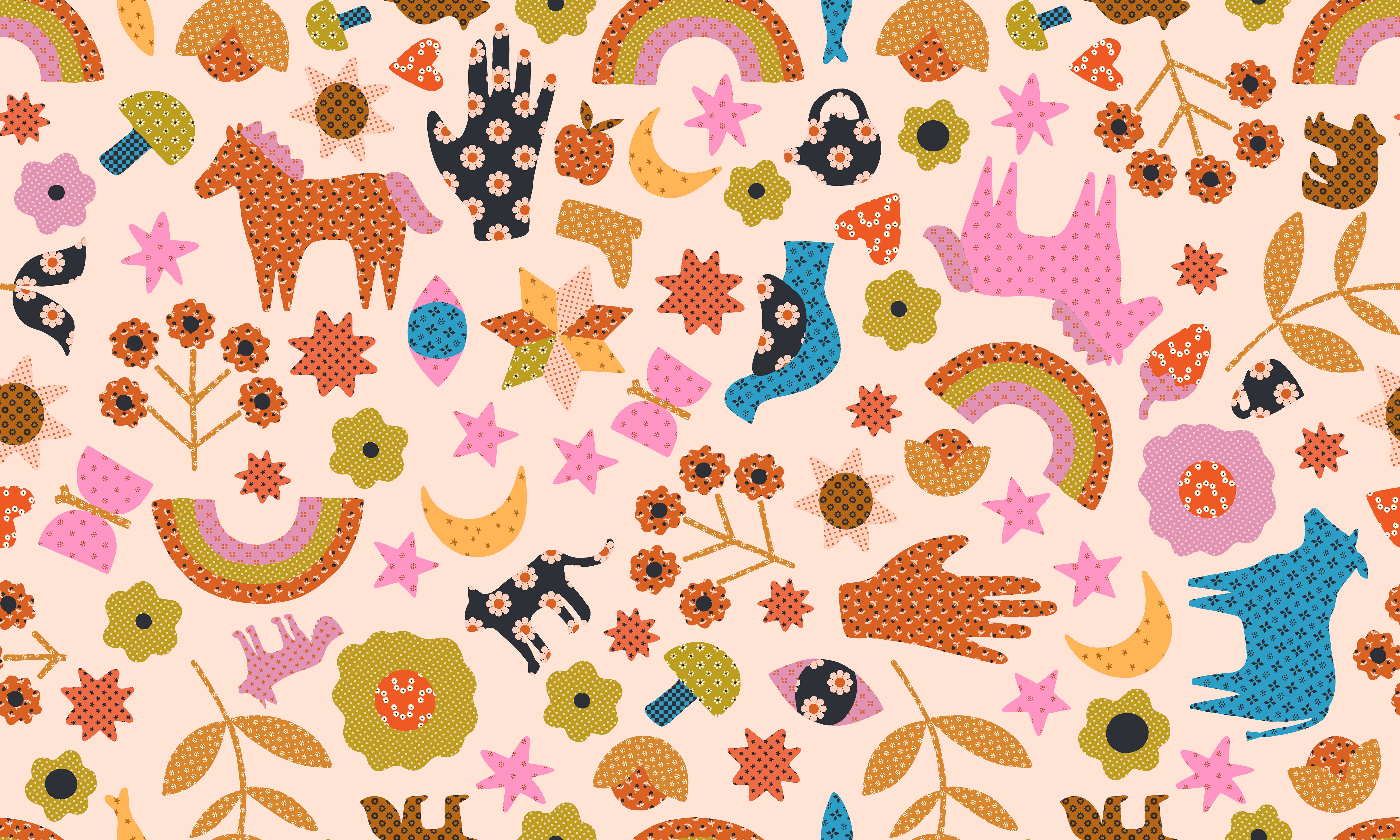 Applique Menagerie- Peach from Meadow Star by Alexia Abegg for Moda Fabrics