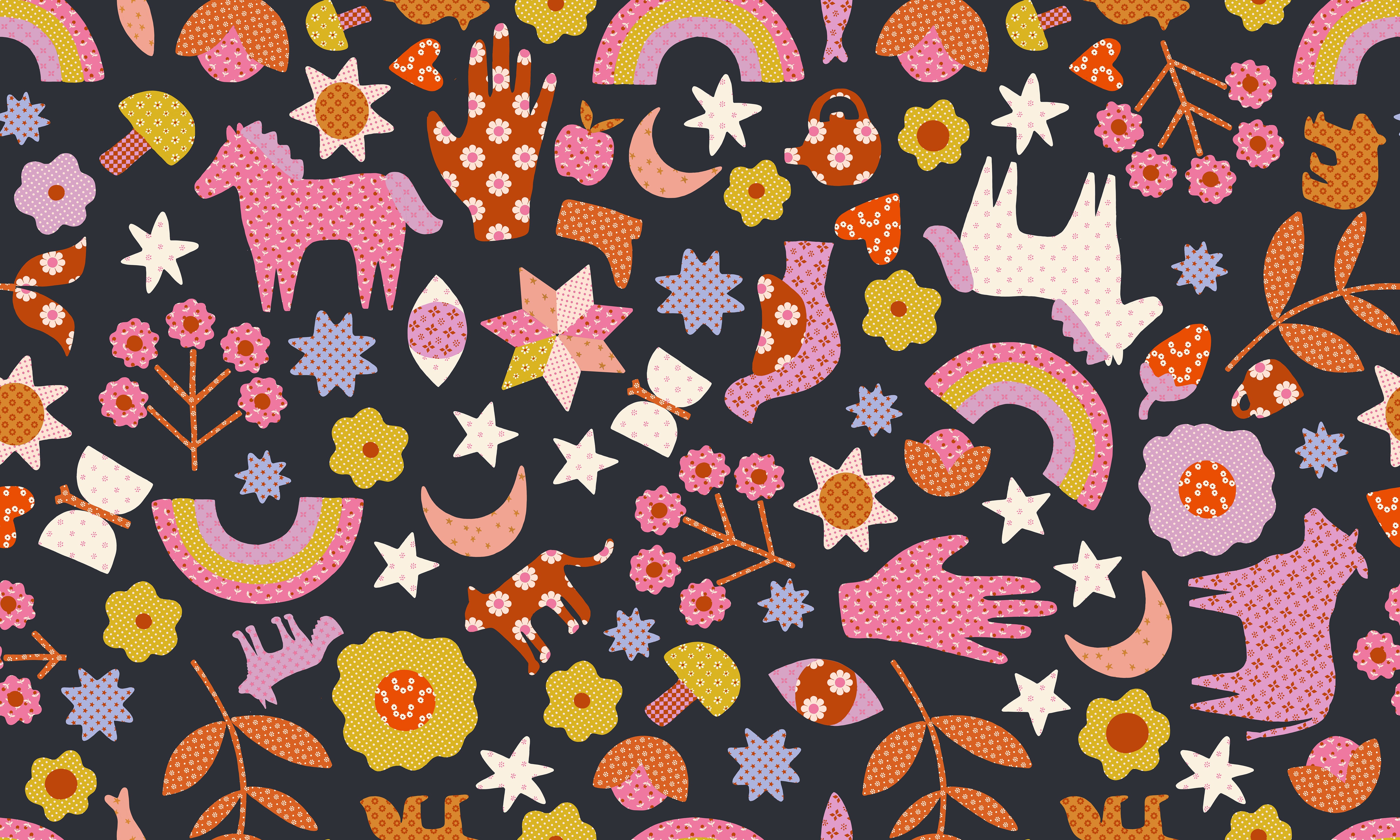 Meadow Star- Soft Black from Meadow Star by Alexia Abegg for Moda Fabrics