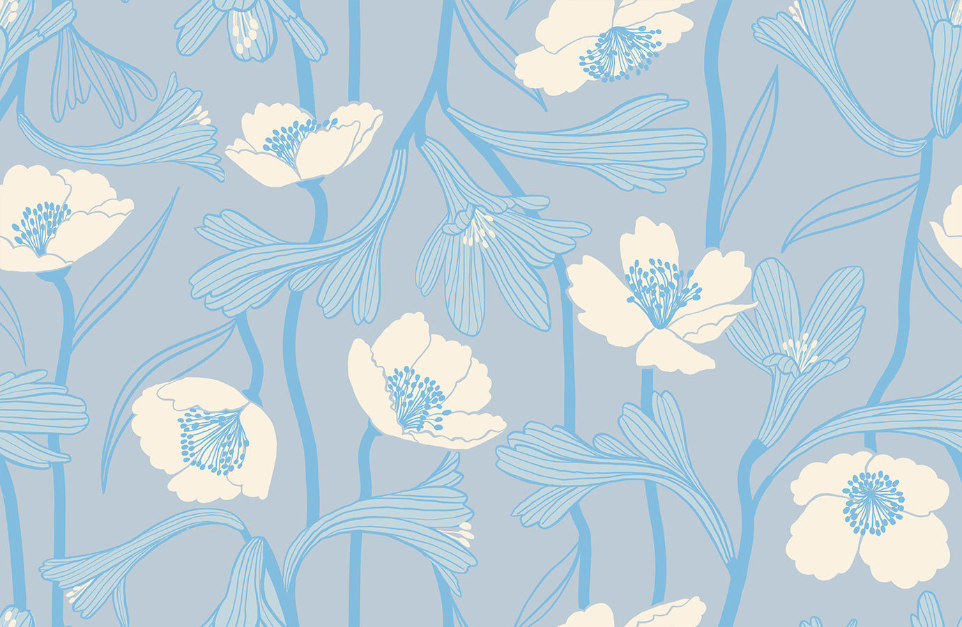 Water Flowers- Water Blue from Water by Ruby Star Society for Moda Fabrics