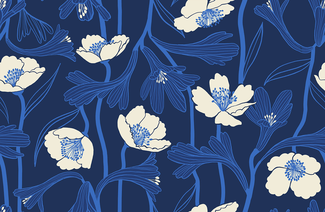 Water Flowers- Navy from Water by Ruby Star Society for Moda Fabrics
