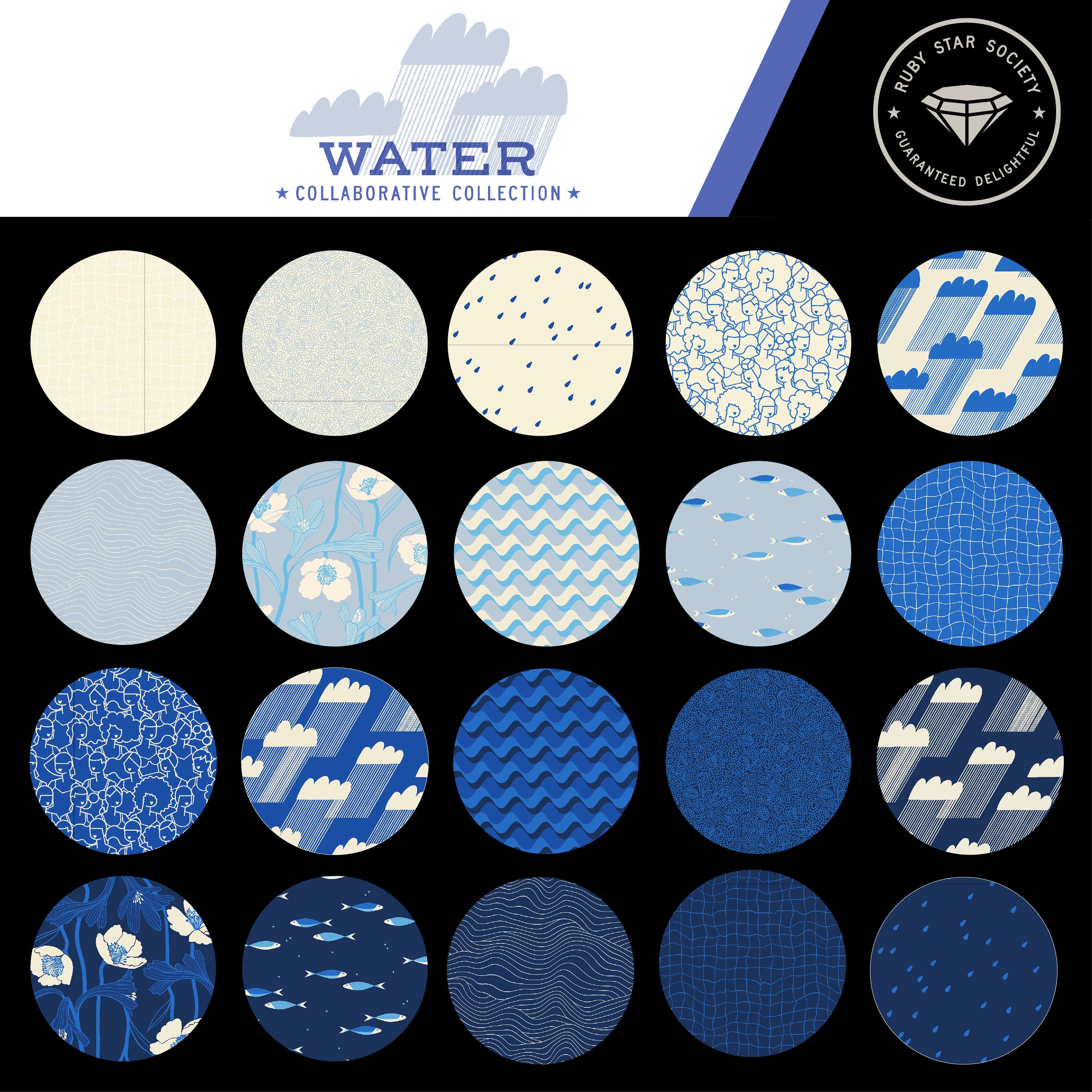 Swim Parade- Water Blue from Water by Ruby Star Society for Moda Fabrics