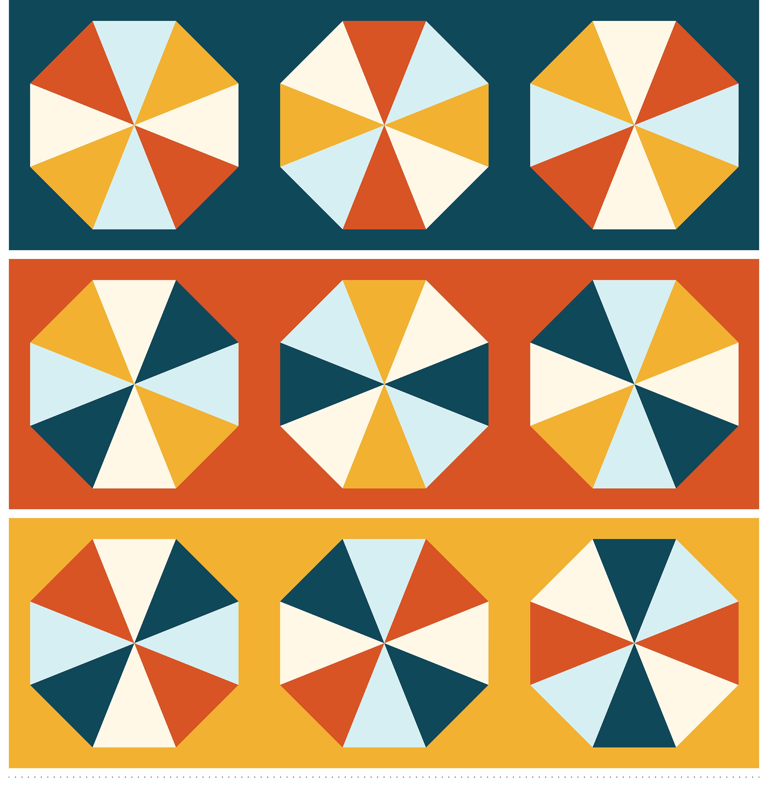 Fall Colorway Panels: Octagon Table Runner - Fall Colorway