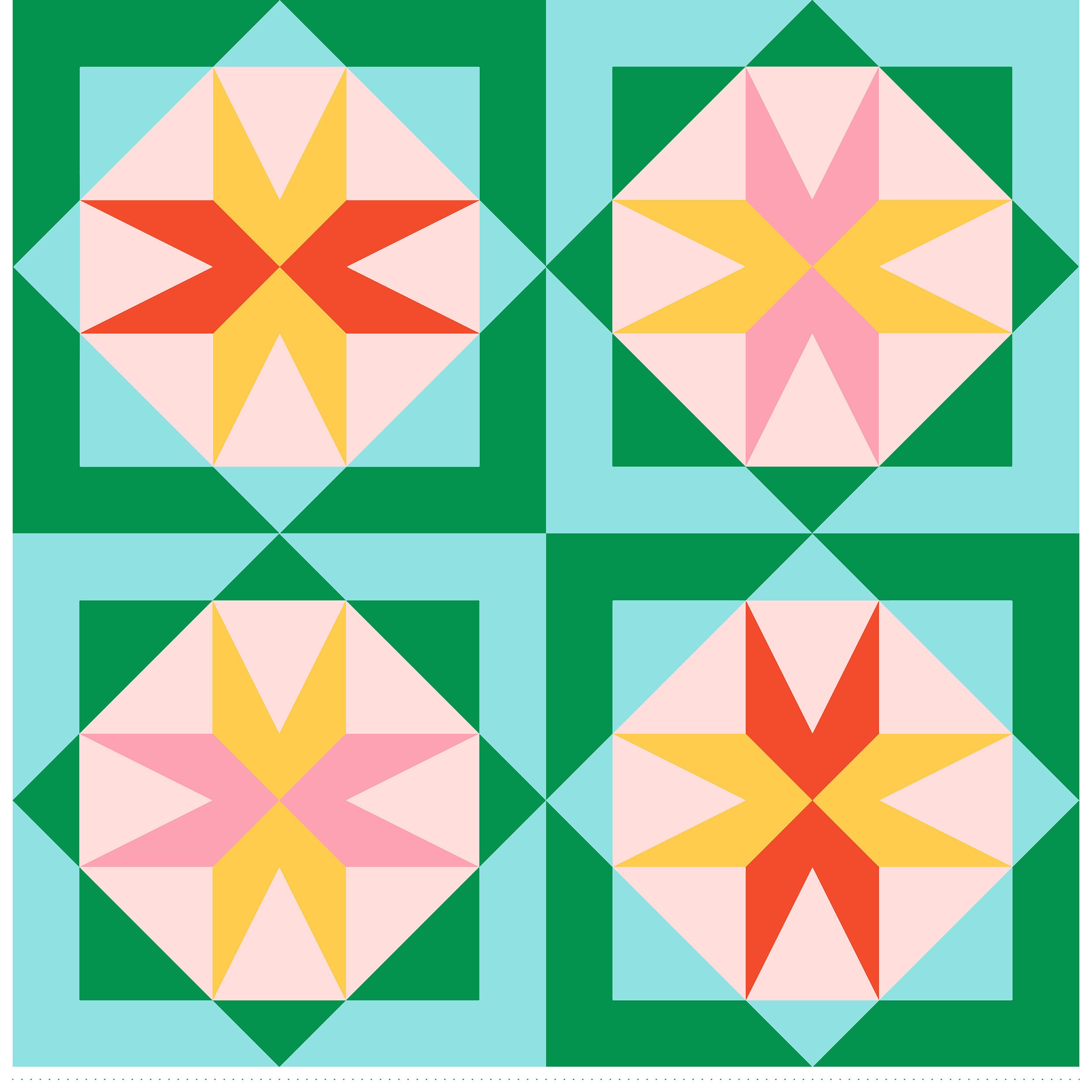 Panels: Star Island Quilt - Throw Size - Spring/ Summer Colorway