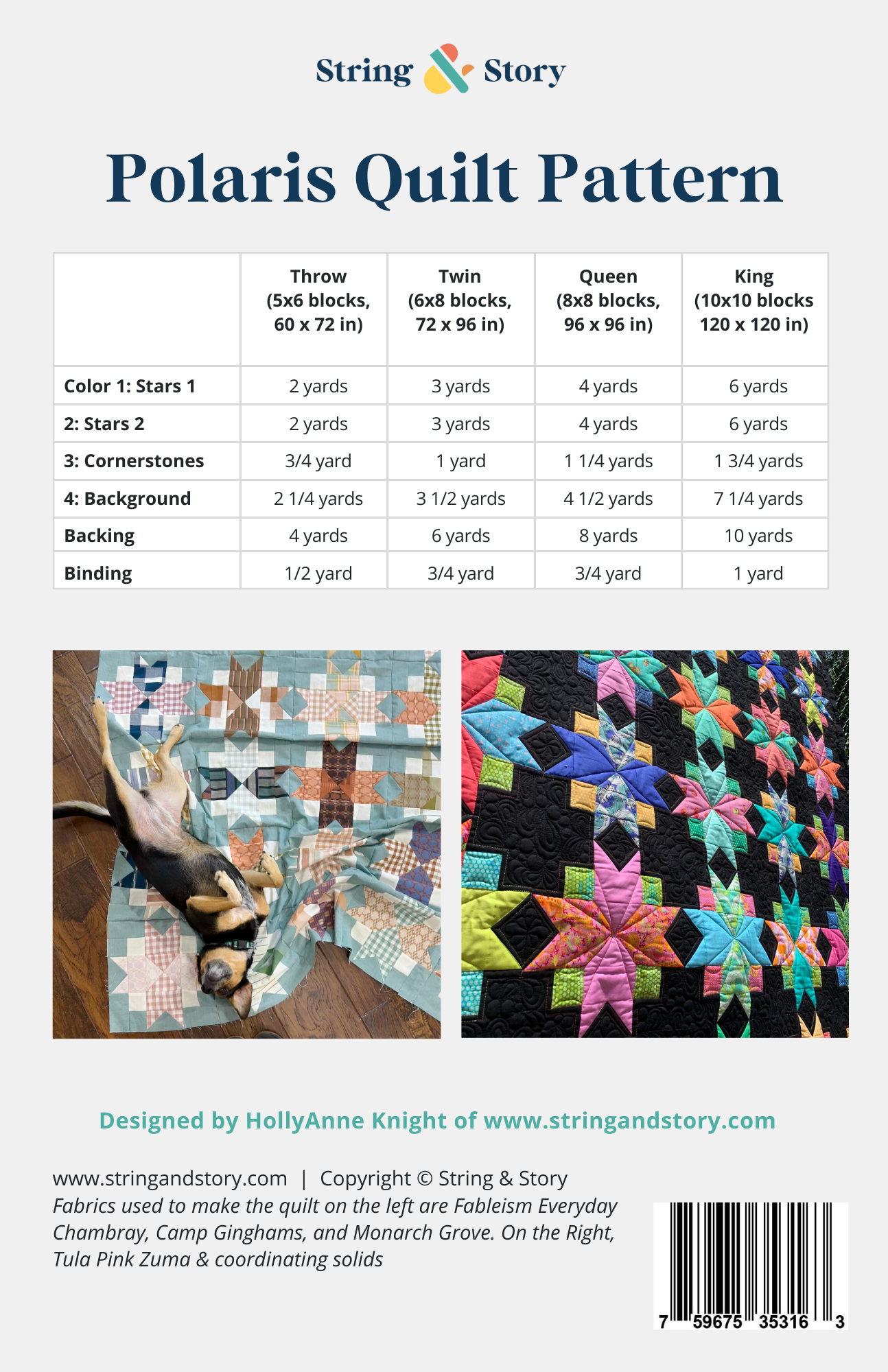 Patterns: Polaris Quilt  - DIGITAL PATTERN by HollyAnne Knight for String & Story