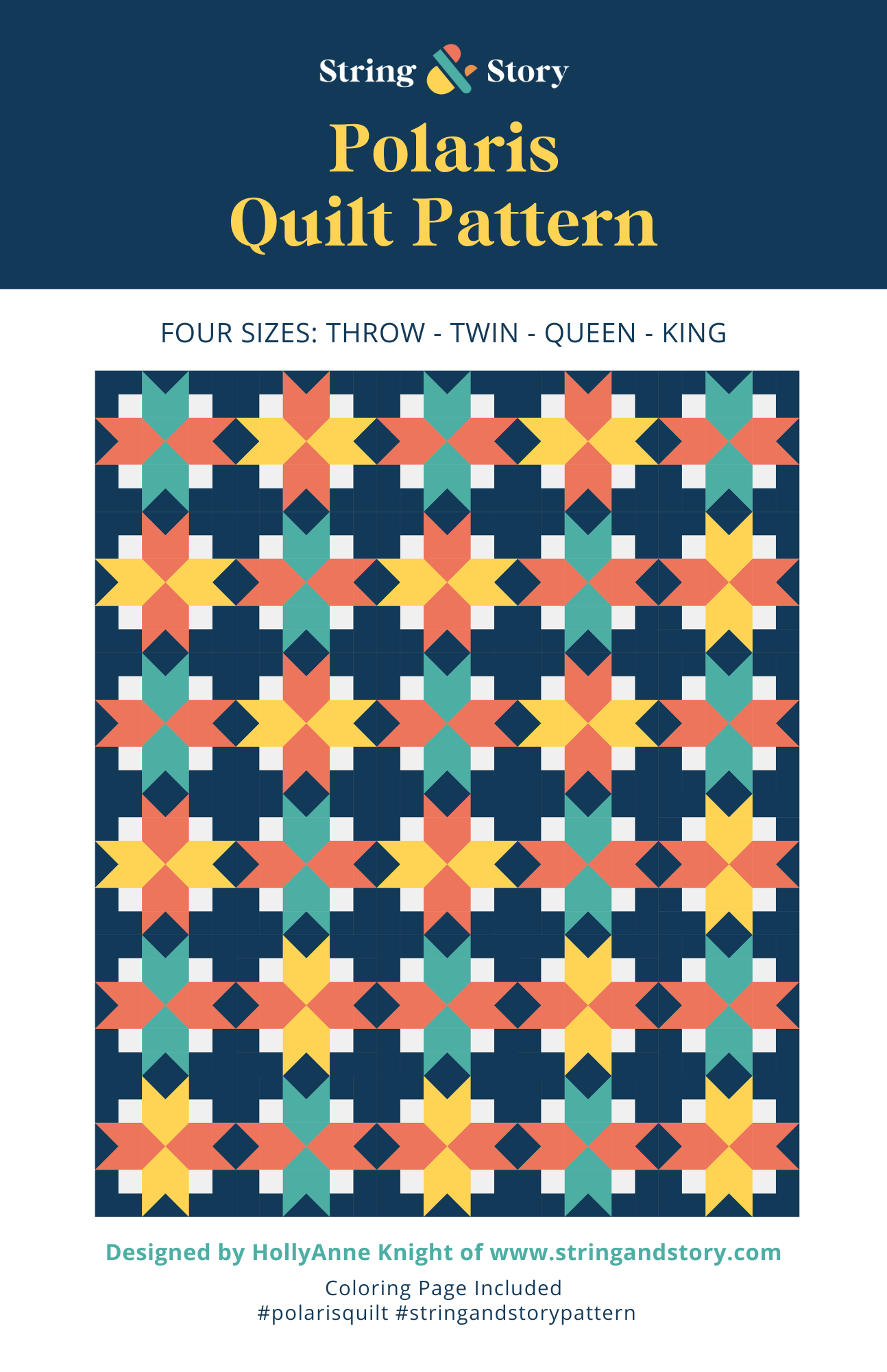 Patterns: Polaris Quilt  - DIGITAL PATTERN by HollyAnne Knight for String & Story